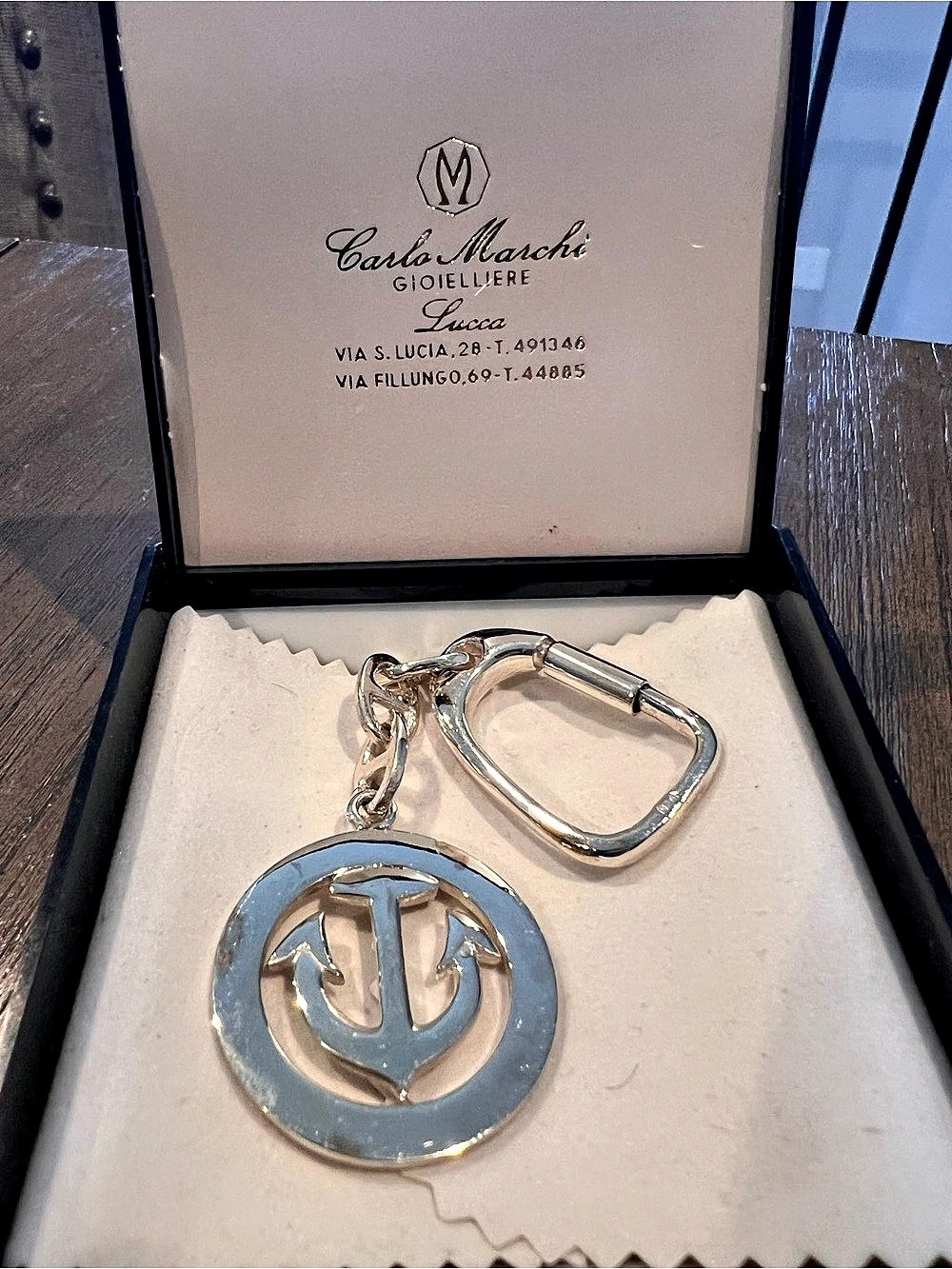 Carlo Marchi Sterling Silver Anchor Keychain In A Box
